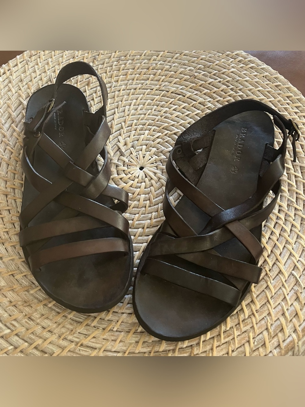 Brador Dark Brown Leather Strappy Sandal made in Italy